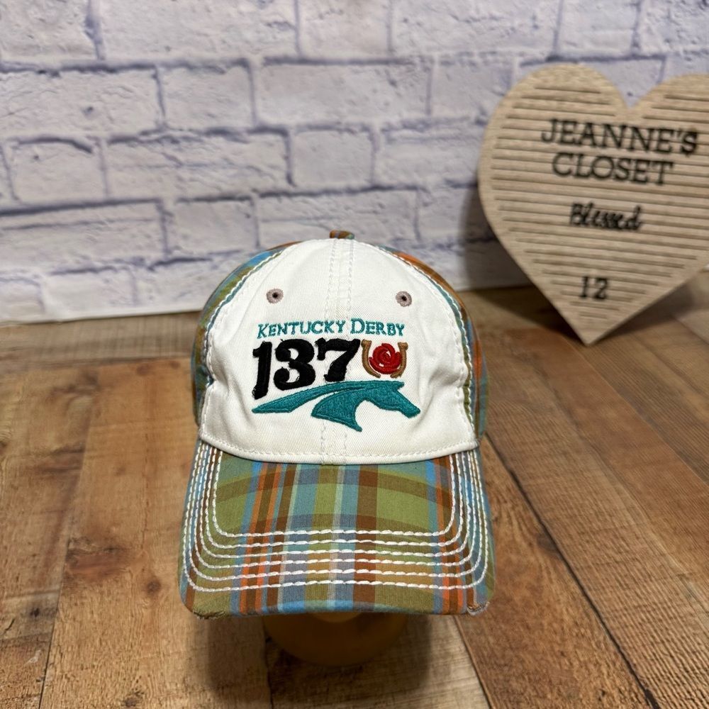 Kentucky Derby Hat Women Baseball Cap One Size 47 Brand Plaid Churchill Downs